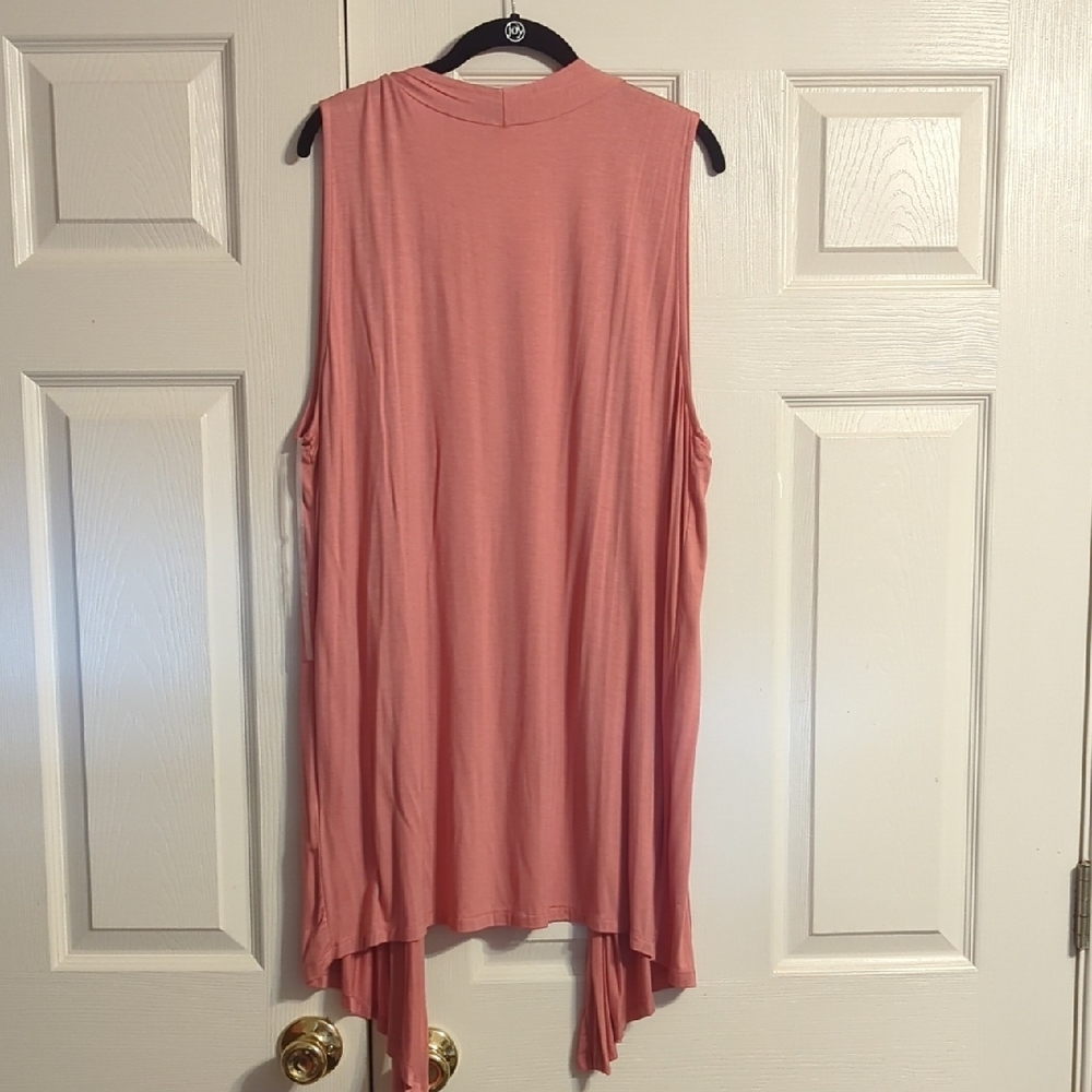Zenana Outfitters Peach Sleeveless Cardigan Duster NWT - Picture 2 of 5